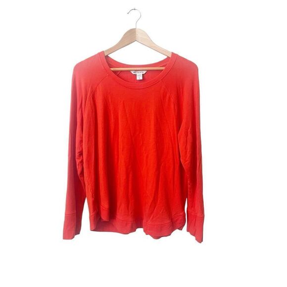 Athleta‎ Tangerine Orange Red Lightweight Pullover Crewneck Sweatshirt XL - Picture 1 of 4